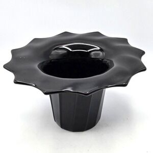 BLACK GLASS FLOWER POT OR VASE CONTEMPORARY MODERN
